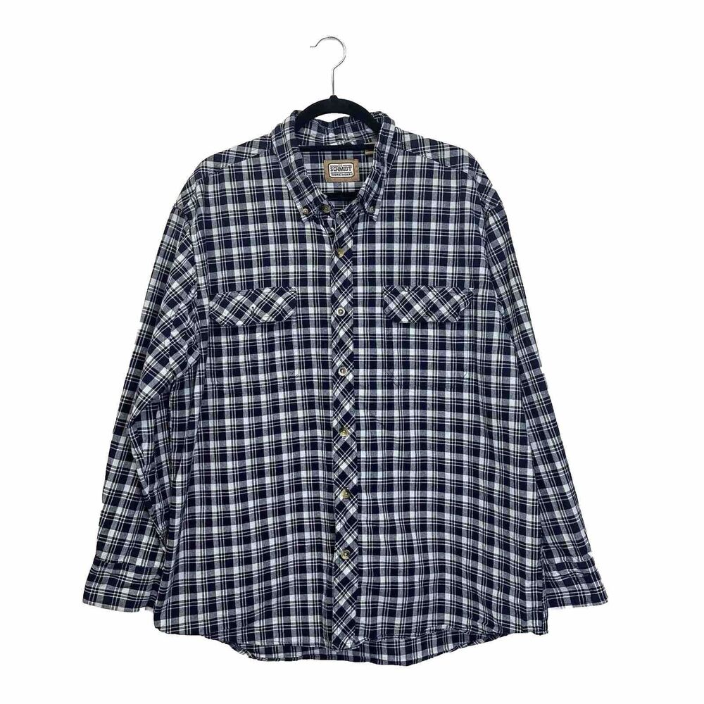 CE Schmidt Workwear Mens XL Button Down Long Sleeve Cotton Shirt Flannel Plaid